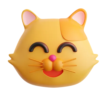 Cat Smiling Face Emoji  3D Icon