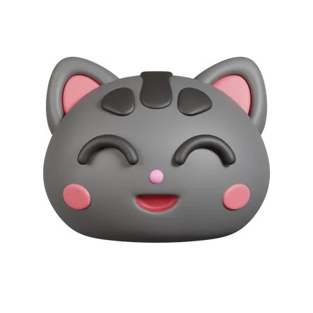 Cat Smiling Face Emoji  3D Illustration