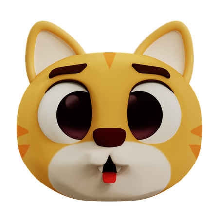 Cat Sticking Out Its Tongue  3D Icon