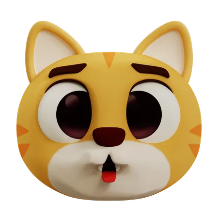 Cat Sticking Out Its Tongue  3D Icon