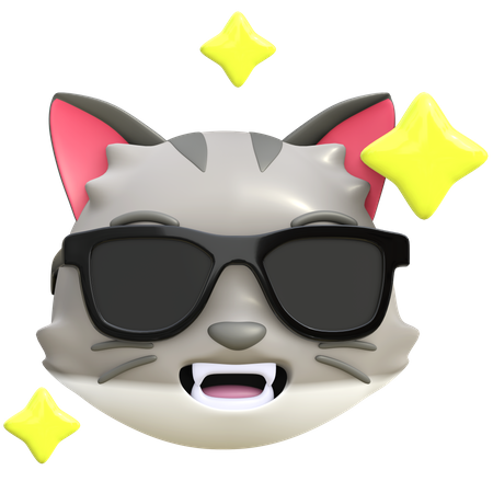 Cat wearing black glasses  3D Emoji