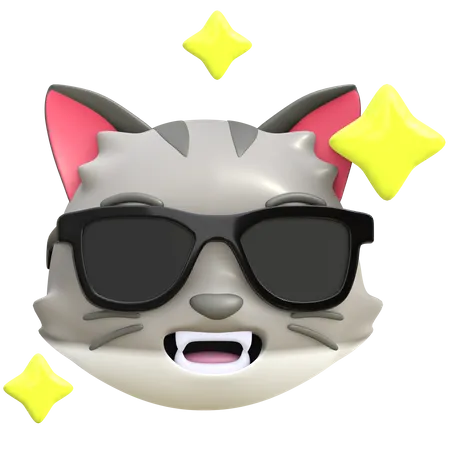 Cat wearing black glasses  3D Emoji