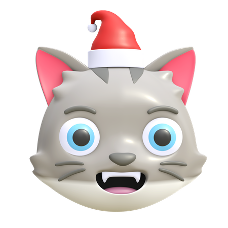 Cat wearing Christmas hat  3D Emoji