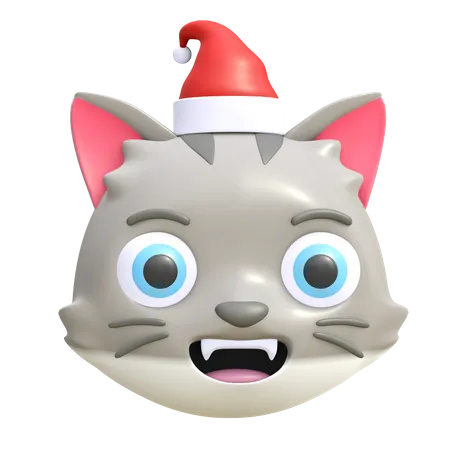 Cat wearing Christmas hat  3D Emoji