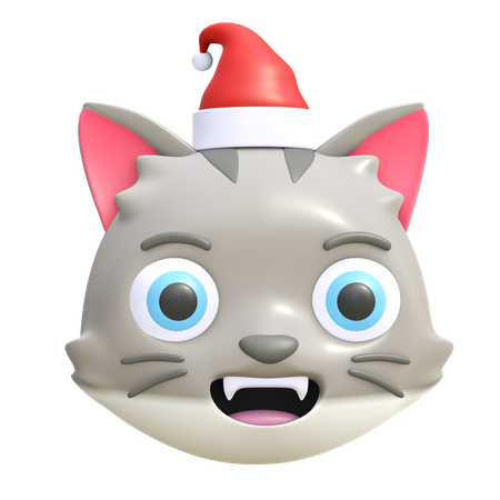 Cat wearing Christmas hat 3D Illustration