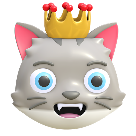 Cat wearing crown 3D Illustration