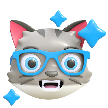 Cat wearing funny glasses  3D Icon