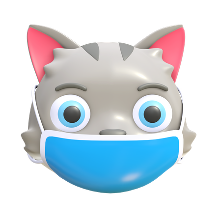 Cat wearing mask  3D Emoji