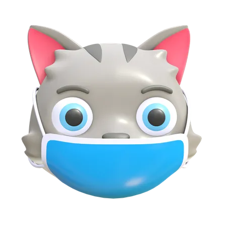 Cat wearing mask  3D Emoji