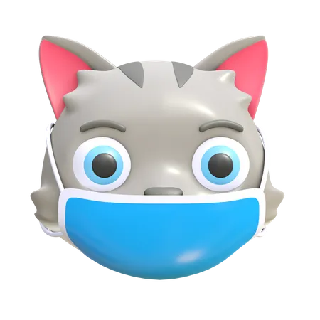 Cat wearing mask  3D Illustration