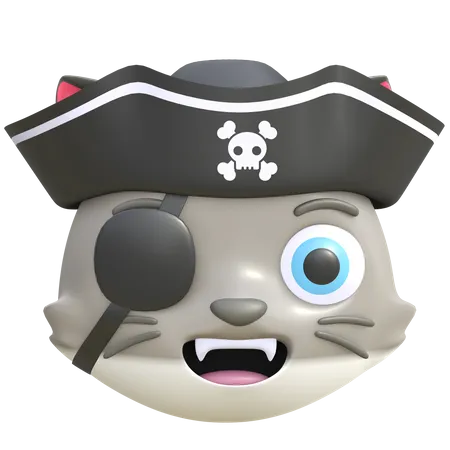 Cat wearing pirates hat 3D Illustration