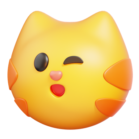 Cat Wink Emoji  3D Icon