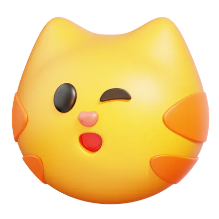 Cat Wink Emoji  3D Icon