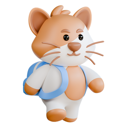 Cat With Bag  3D Illustration