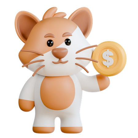 Cat with Coin  3D Icon