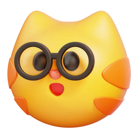 Cat with Glasses  3D Icon