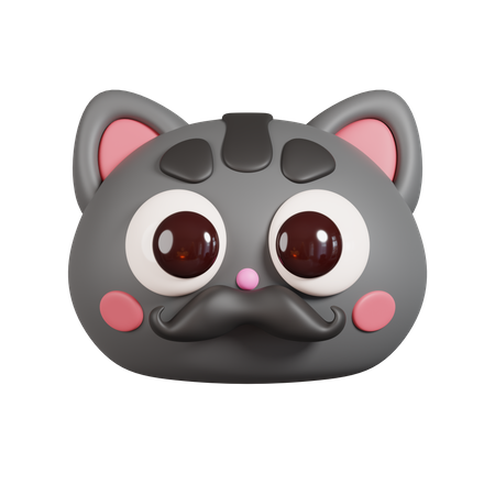 Cat With Mustache 3D Illustration