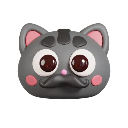 Cat With Mustache  3D Illustration