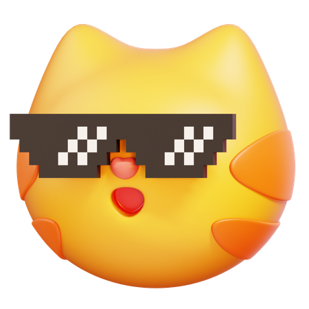 Cat With Pixel Glasses  3D Icon