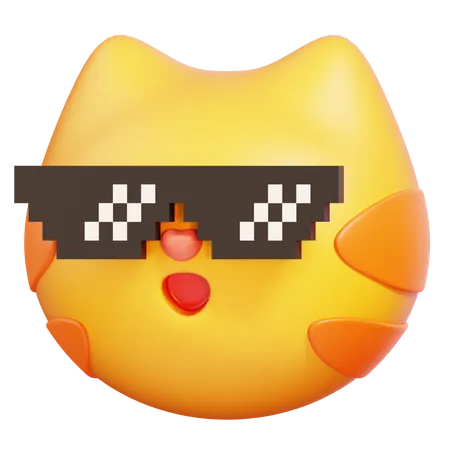 Cat With Pixel Glasses  3D Icon