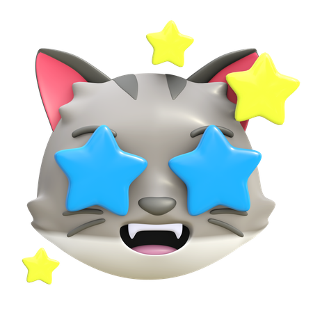 Cat with star in eye  3D Icon