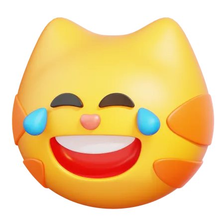 Cat with Tears of Joy  3D Icon