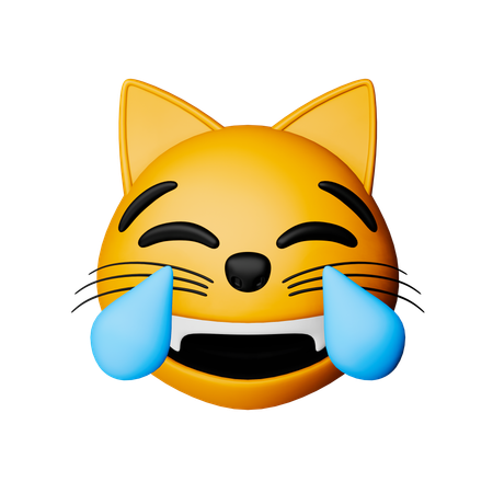 Cat With Tears Of Joy Emoji  3D Icon