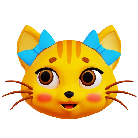 Cat with Two Ribbons  3D Icon