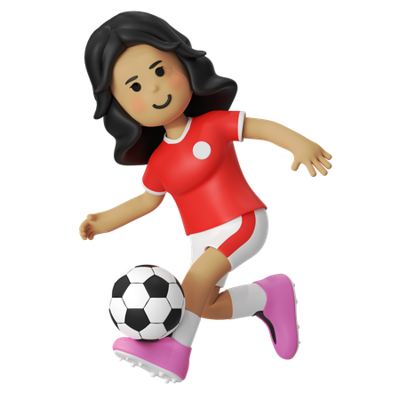 Catching Football Player Girl  3D Icon