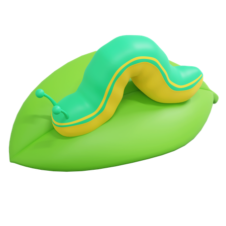 Caterpillar On Leaves  3D Icon