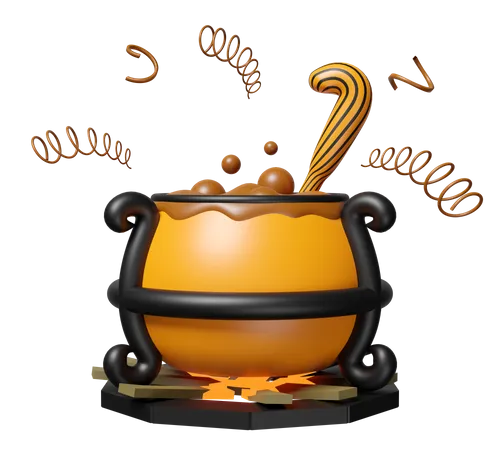 3 D Halloween Holiday Party With Magic Cauldron Isolated 3D Icon