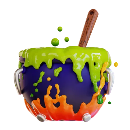 3 D Illustration Of Cooking Potion With Fire 3D Icon
