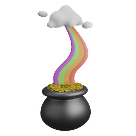 Cauldron Rainbow  3D Illustration