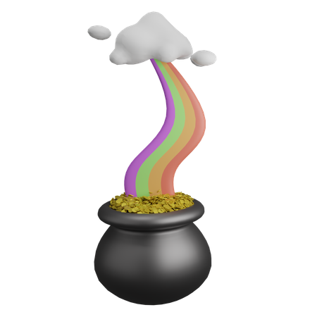 Cauldron Rainbow 3D Illustration