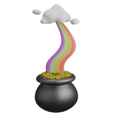 Cauldron Rainbow 3D Illustration