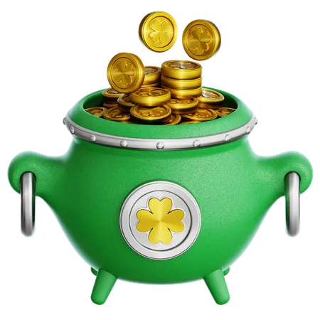 Cauldron Whit Gold Coins  3D Icon