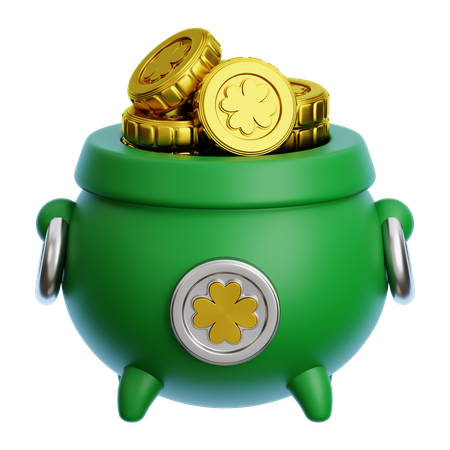 Cauldron Whit Gold Coins  3D Icon