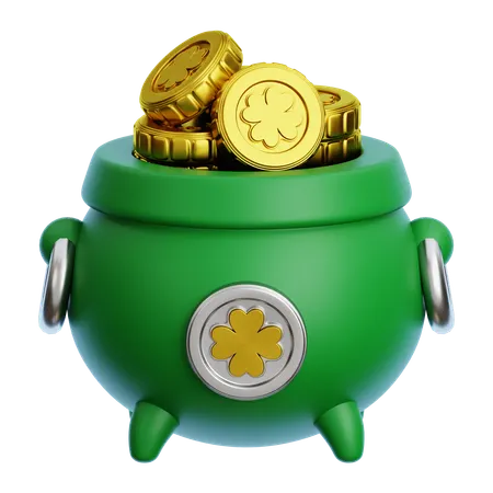 Cauldron Whit Gold Coins  3D Icon