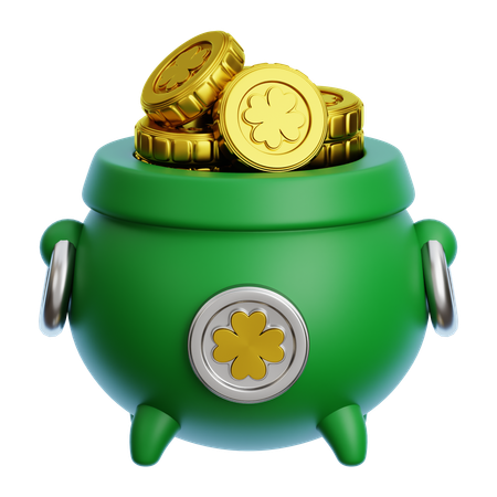 Cauldron Whit Gold Coins  3D Icon