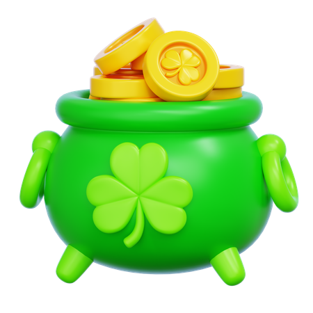 Cauldron with Gold Coins  3D Icon