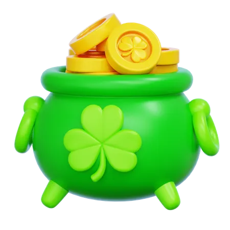 Cauldron with Gold Coins  3D Icon