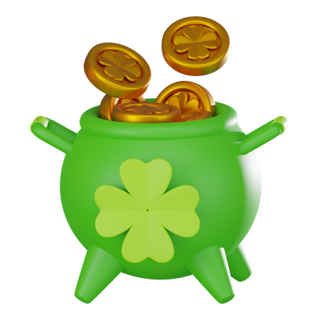 Cauldron With Gold Coins  3D Icon