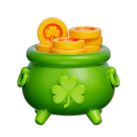 Cauldron With Gold Coins  3D Icon