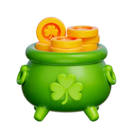 Cauldron With Gold Coins  3D Icon