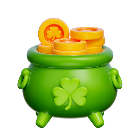 Cauldron With Gold Coins  3D Icon
