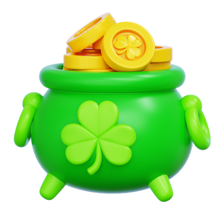 Cauldron with Gold Coins  3D Icon