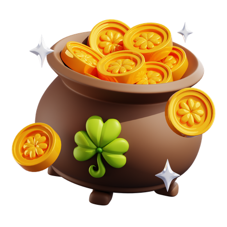 Cauldron With Gold Coins  3D Icon