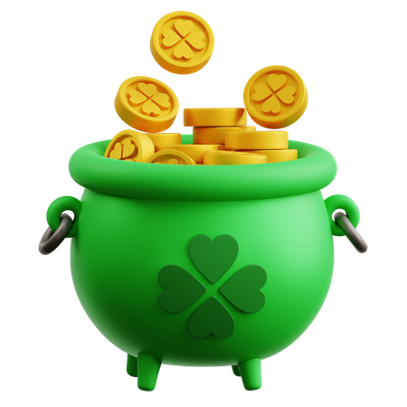 Cauldron With Gold Coins  3D Icon