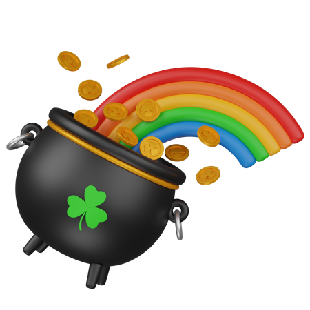 Cauldron With Rainbow  3D Icon
