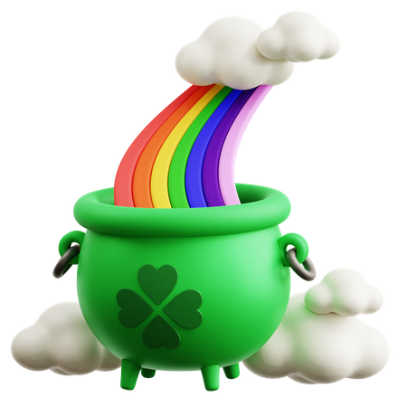 Cauldron With Rainbow  3D Icon